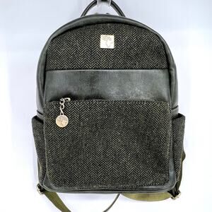 House of Tweed 2 Wool Herringbone Backpack Rucksack Dark Green